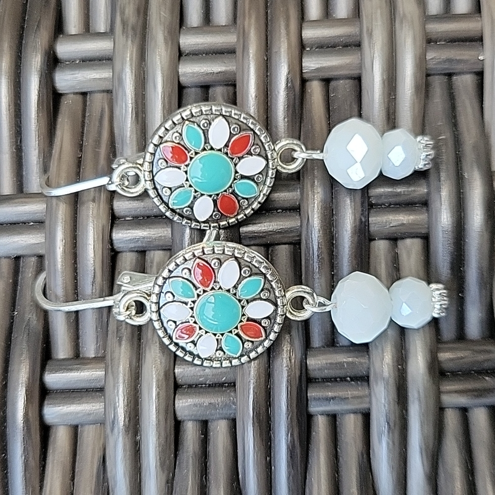 Hanging earrings / silver color / swarovski and found in colors